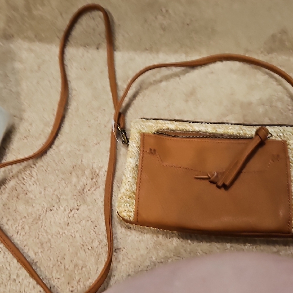 T-Shirt & Jeans Tan Crossbody Bag with Smooth Finish